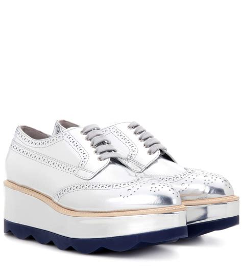 prada platform metallic brogues|Prada brogues.